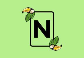 Green bird with N initial letter vector