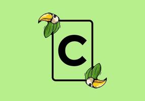 Green bird with C initial letter vector