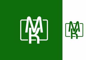 Green white of MK initial letter text vector