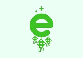 Green lowercase of e initial letter in ramadan theme vector