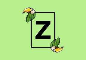 Green bird with Z initial letter vector