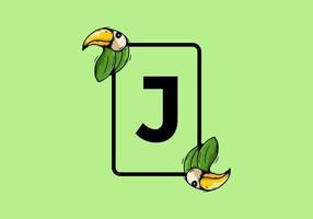 pájaro verde con letra inicial j