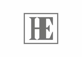 Grey HE initial letter in square vector