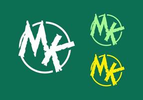 Green white and yellow of MK initial letter text vector