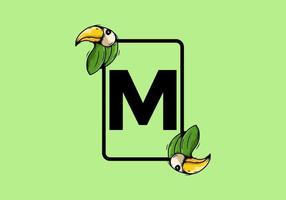 Green bird with M initial letter vector