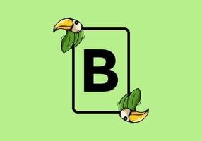 Green bird with B initial letter vector