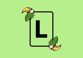 Green bird with L initial letter vector