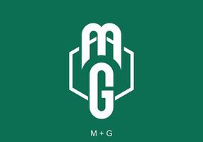 Green white MG initial letter text vector