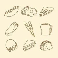 Fast food line art illustration vector collection