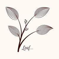 Beautiful Monochrome Contour Leaf, Floral Design Element. Esthetic Poster