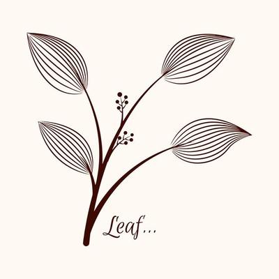 Beautiful Monochrome Contour Leaf, Floral Design Element. esthetic poster