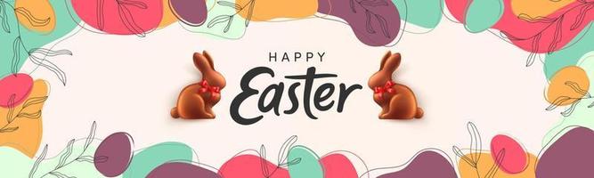 Easter poster and banner template with Chocolate bunny on modern minimal background style.Greetings and presents for Easter Day in.Promotion and shopping template for Easter vector