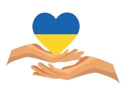 Ukraine Emblem Flag Heart Symbol With Hands Abstract National Europe Vector illustration Design