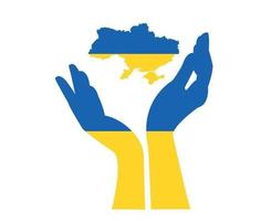 Ukraine Flag Emblem Map Symbol With Hand Abstract National Europe Vector illustration Design