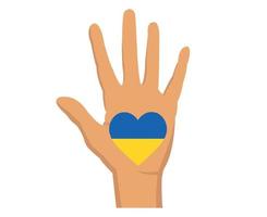 mano y ucrania emblema bandera corazón nacional europa mapa símbolo abstracto vector ilustración diseño