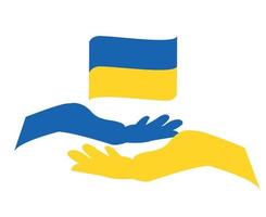 Ukraine Emblem Hands And Flag Ribbon Symbol Abstract National Europe Vector illustration Design