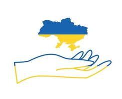 Ukraine Flag Map And Hand Emblem Symbol Abstract National Europe Vector illustration Design