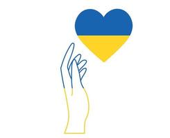 Ukraine Flag Heart And Hand Emblem National Europe Abstract Symbol Vector illustration Design