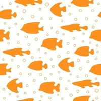 Orange fish with bubbles seamless pattern on white background vector