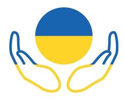 Design Ukraine Flag Icon Emblem With Hands National Europe Symbol Abstract Vector illustration