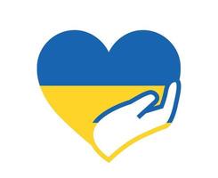 Ukraine National Europe Flag Heart Emblem Abstract Symbol Vector illustration Design