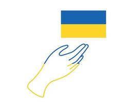 Ukraine Flag Icon Emblem And Hand  National Europe Abstract Symbol Vector illustration Design