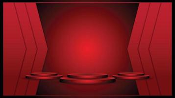 Red background stage podium modern presentation cosmetic display award with abstract of luxury premium product template empty stage spotlight background. vector