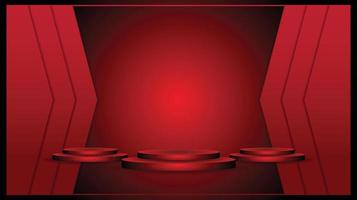 Red background stage podium modern presentation cosmetic display award with abstract of luxury premium product template empty stage spotlight background. vector