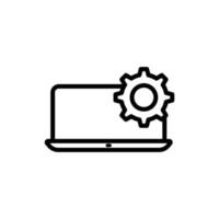 Laptop icon with gear. suitable for setting symbol. line icon style. simple design editable. Design template vector