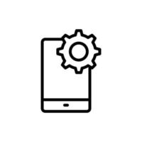 icono de teléfono móvil con equipo. adecuado para establecer el símbolo. estilo de icono de línea. diseño simple editable. vector de plantilla de diseño