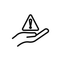 Hand icon with exclamation. suitable for warning symbol. line icon style. simple design editable. Design template vector