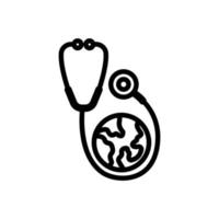 Stethoscope icon with earth. suitable for nurse day symbol. health. line icon style. simple design editable. Design template vector