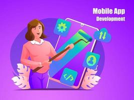 mobile app development concept illustration vector