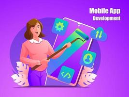 mobile app development concept illustration vector
