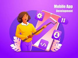 mobile app development concept illustration vector