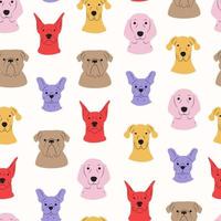 Trendy seamless pattern with funny pet animals, cute dogs on white. Dachshund, doberman, great dane, french bulldog. Animal pattern, perfect for baby textile, kids room decor, fabric, wrapping vector