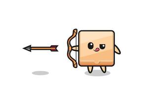 illustration of pizza box character doing archery vector