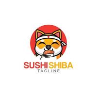 shiba inu sushi company logo vector illustration