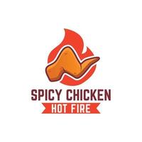 Ilustración de vector de logotipo de pollo picante