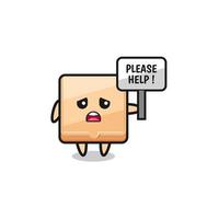 cute pizza box hold the please help banner vector