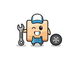 the pizza box character as a mechanic mascot vector