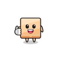 pizza box mascot doing thumbs up gesture vector