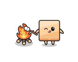 pizza box character is burning marshmallow vector