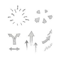 ilustración vectorial dibujada a mano del conjunto de flechas. vector
