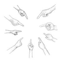 ilustración vectorial dibujada a mano del punto de la mano. aislado en blanco dedo señalador