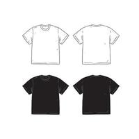 Set of blank T-shirt design template hand drawn vector illustration. Front and back shirt sides.