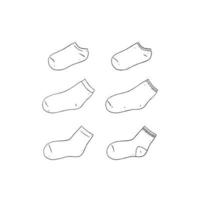 Hand drawn vector illustration of blank sock on white background. White sock template. long and short sock mock up.