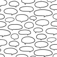 Hand drawn vector illustration of speech bubbles pattern on white background.Empty word bubble