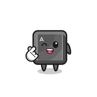 keyboard button character doing Korean finger heart vector