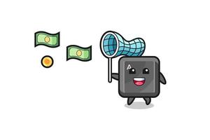 illustration of the keyboard button catching flying money